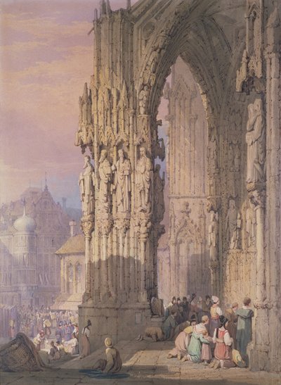 Portaal van de Regensburg Kathedraal door Samuel Prout